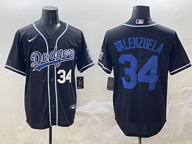 Men 2025 Los Angeles Dodgers #34 Valenzuela Black Three generations Fashion Nike MLB Jersey style 6